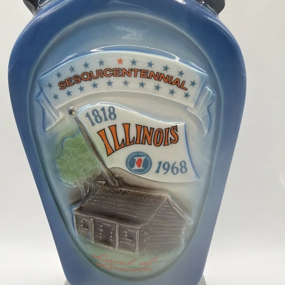 Vintage 1968 Jim Beam Illinois Sesquicentennial EMPTY Decanter Bottle 1818-1968‎